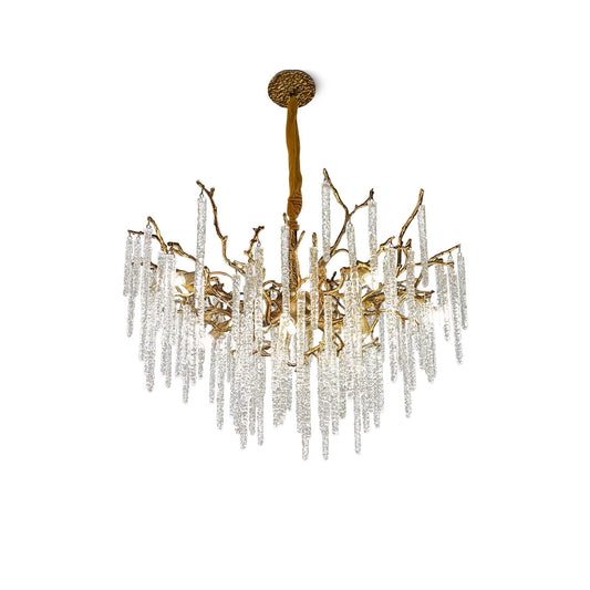 Crystal Icicles Branch Brass Chandelier - Nuvé