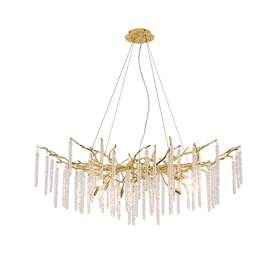 Crystal Icicles Branch Brass Chandelier - Nuvé