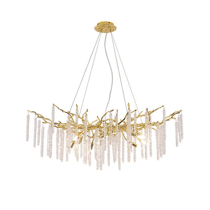 Crystal Icicles Branch Brass Chandelier - Nuvé