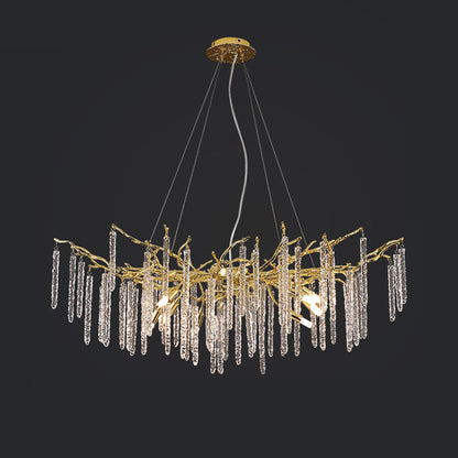 Crystal Icicles Branch Brass Chandelier - Nuvé