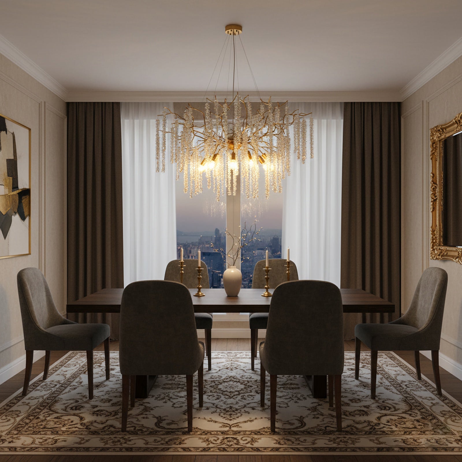Elegant wicker and crystal chandelier by Korewolamp featuring intricate woven design and sparkling crystal accents.