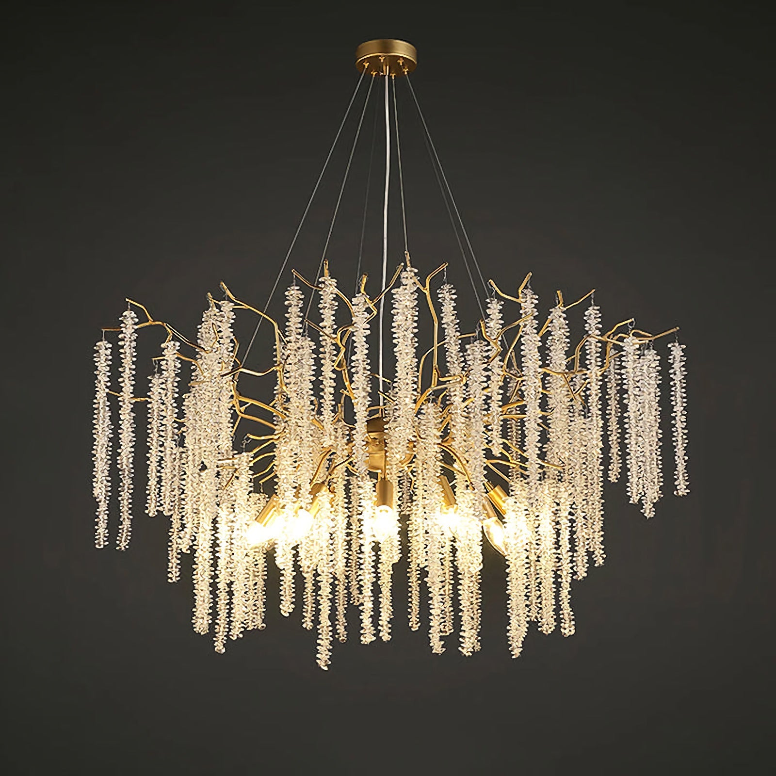 Elegant crystal wicker chandelier by Korewolamp featuring intricate glass crystals and woven wicker design for stylish illumination.