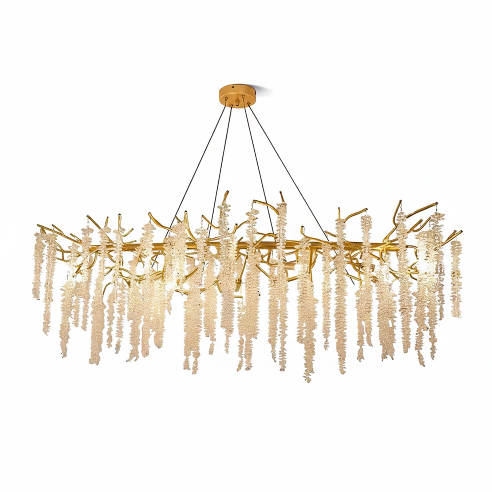 Elegant crystal wicker chandelier by Korewolamp featuring intricate crystal details and woven wicker accents, hanging with a modern design.