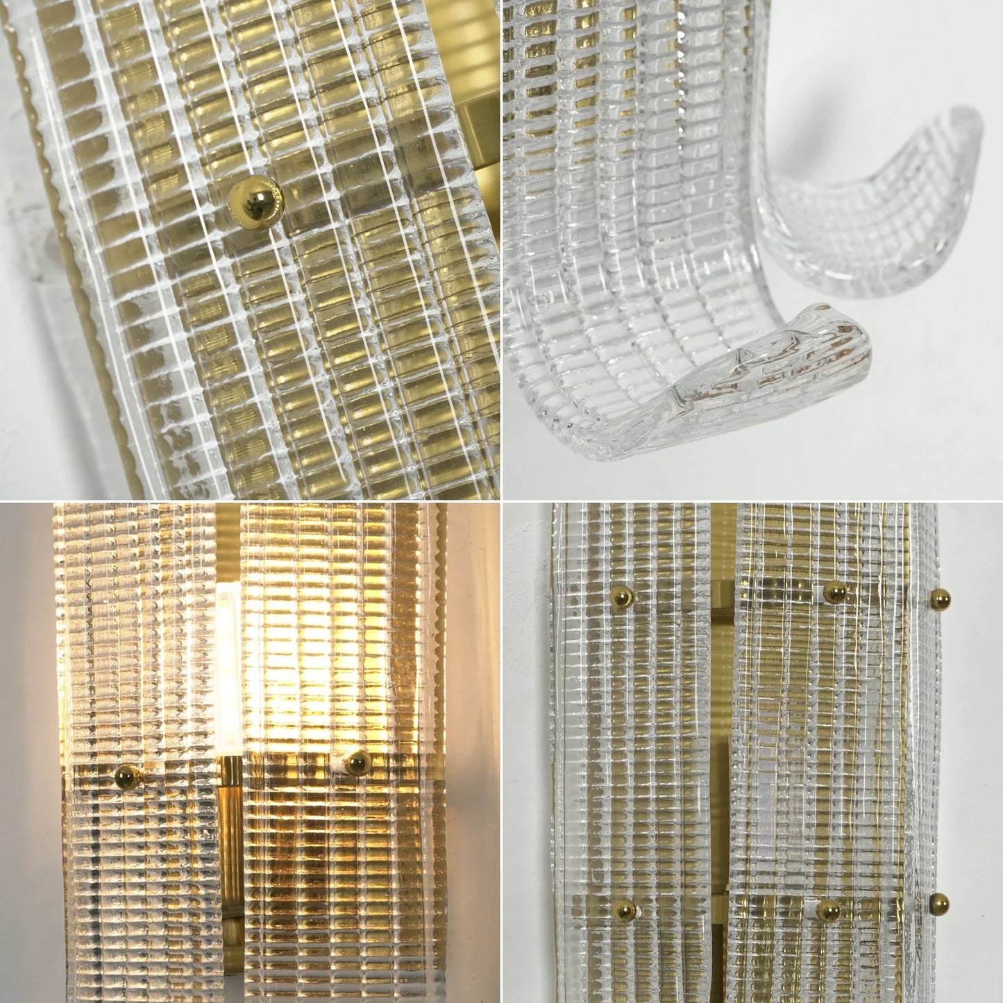 Curved Ribbed Glass Texture Wall Lamp