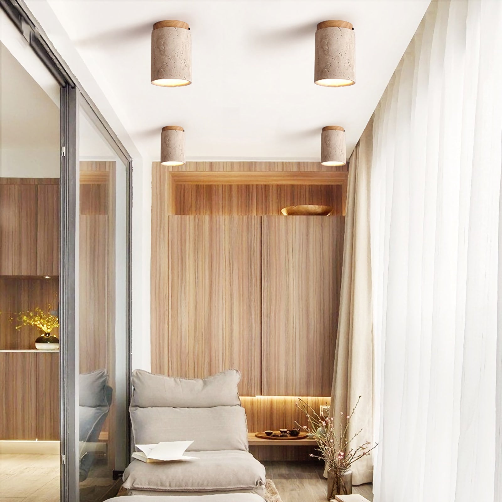 Cylinder Travertine Ceiling Light - Nuvé