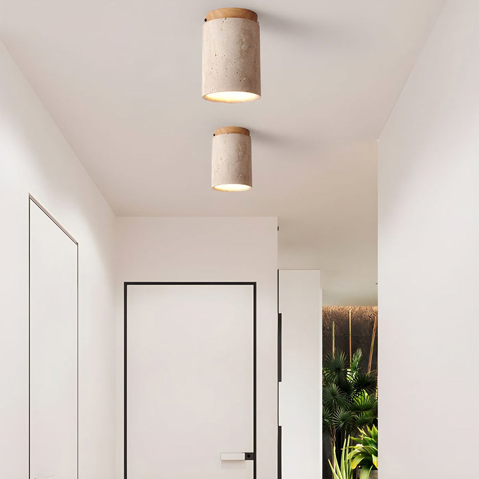 Cylinder Travertine Ceiling Light - Nuvé