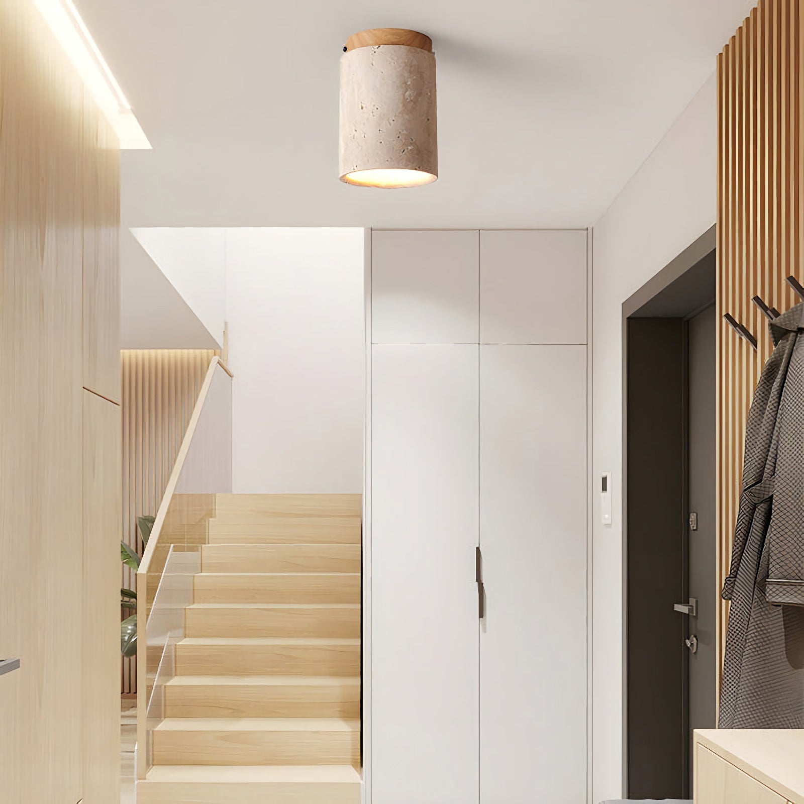 Cylinder Travertine Ceiling Light - Nuvé