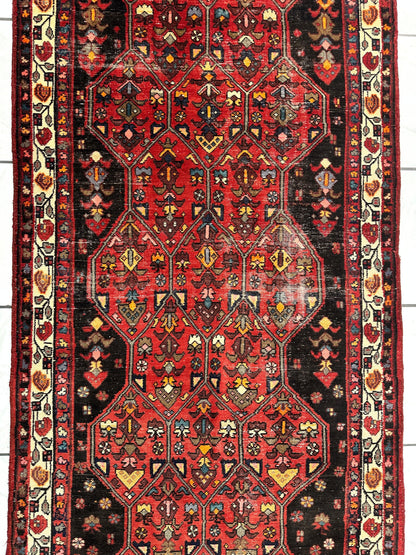 Vintage Persian Hosseinabad Runner Rug - 4’2” x 10’5” - Handwoven Wool, Circa 1950s - Nuvé