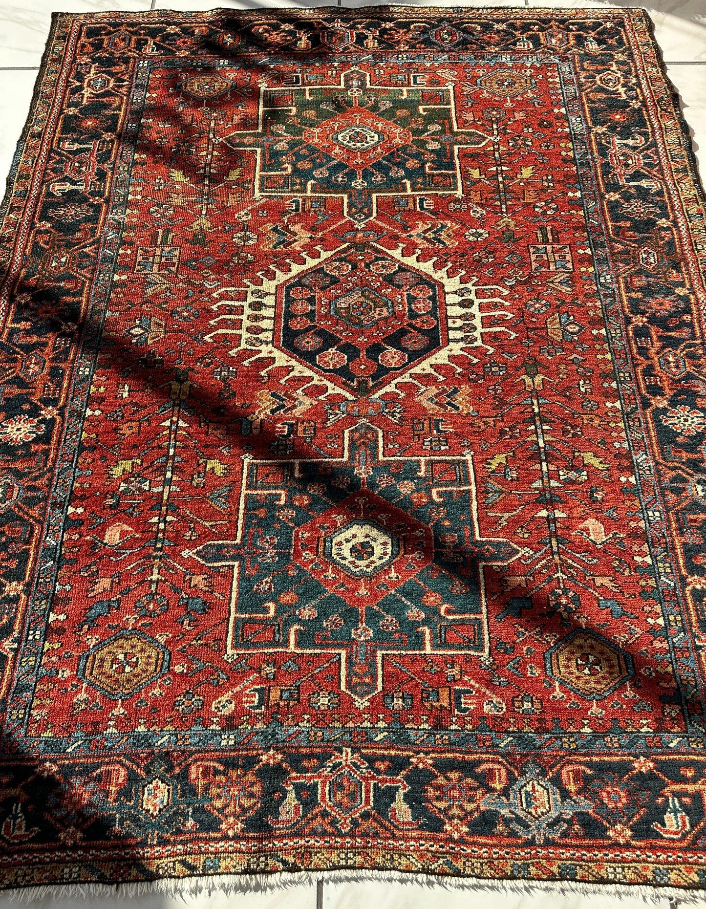 KARAJA Persian Antique Heriz Rug  4'9" x 6' - Nuvé