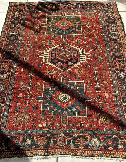 KARAJA Persian Antique Heriz Rug  4'9" x 6' - Nuvé