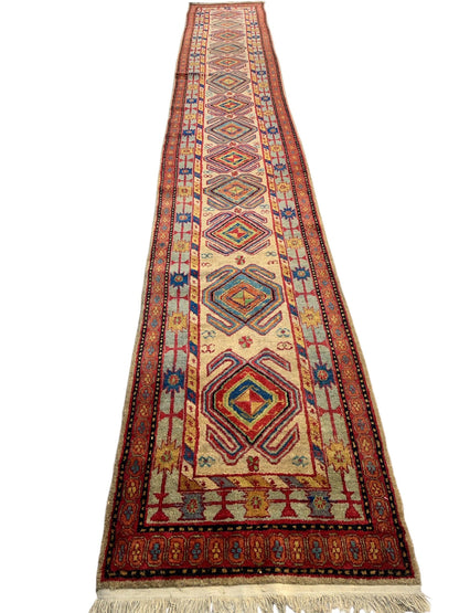 Antique Persian Lambran Runner Rug - 2'5" x 15'7" - Handwoven Wool, Circa 1930s - Nuvé