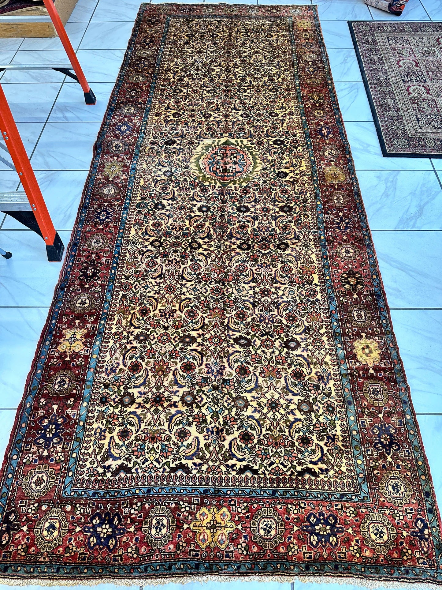Hand-Knotted Persian Bidjar Herati Wool Runner – 4'11" x 13'2" – Durable Traditional Rug - Nuvé