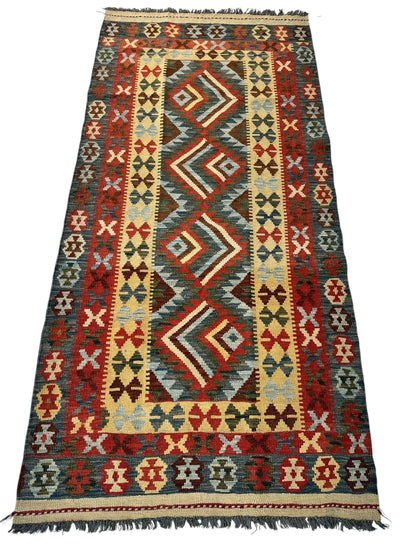 Afghani Maimana Kilim Wide Runner Rug 3’3” x 6’8” - Nuvé
