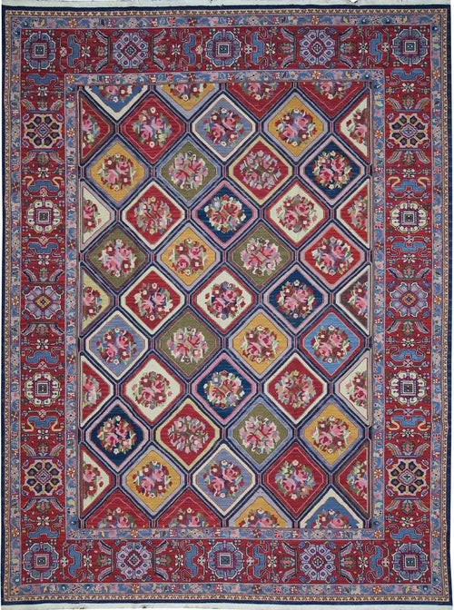 Handwoven Nourison Soumak SK43 Multicolor Area Rug – 8'5" x 11'7" – Professionally Cleaned - Nuvé