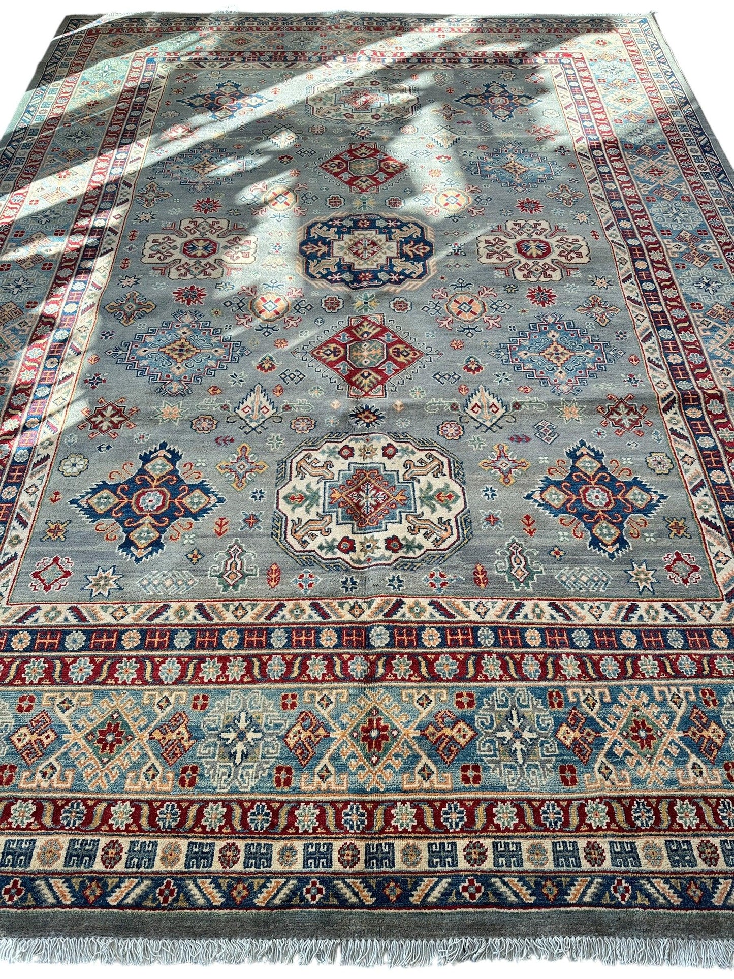 Hand-Knotted Afghani Kazak Wool Rug 8’11” x 11’10” - Nuvé