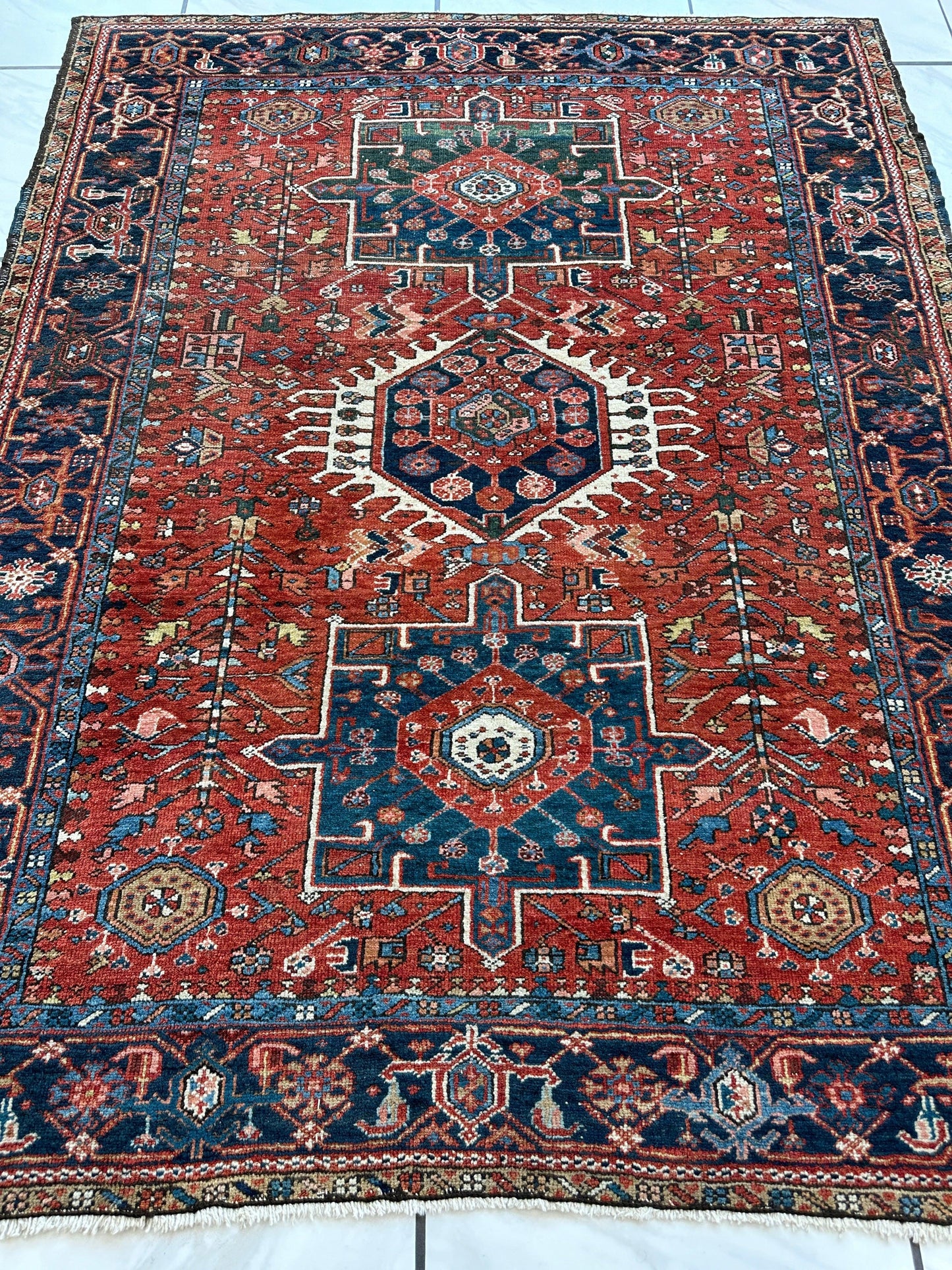 KARAJA Persian Antique Heriz Rug  4'9" x 6' - Nuvé