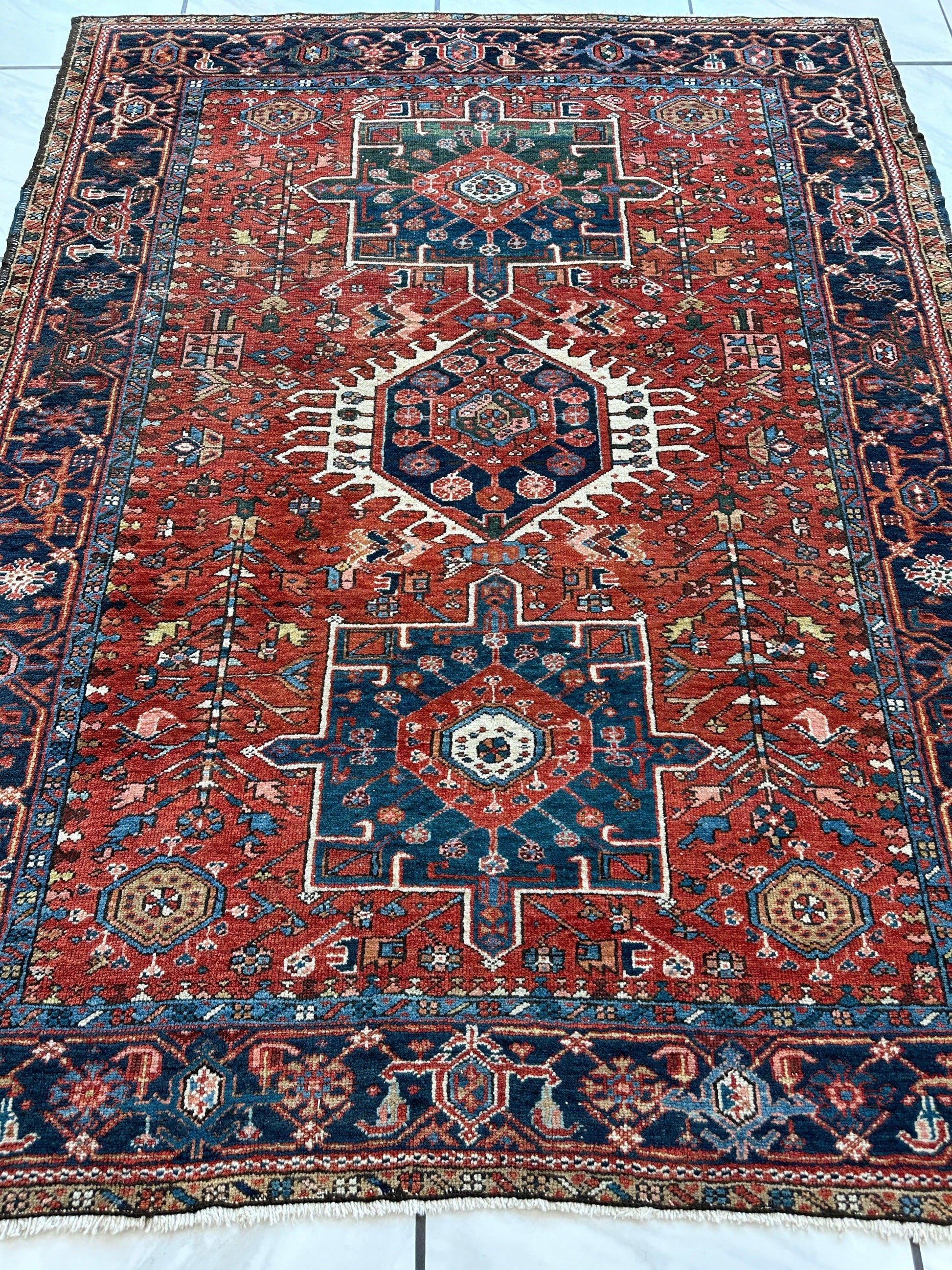 KARAJA Persian Antique Heriz Rug  4'9" x 6' - Nuvé