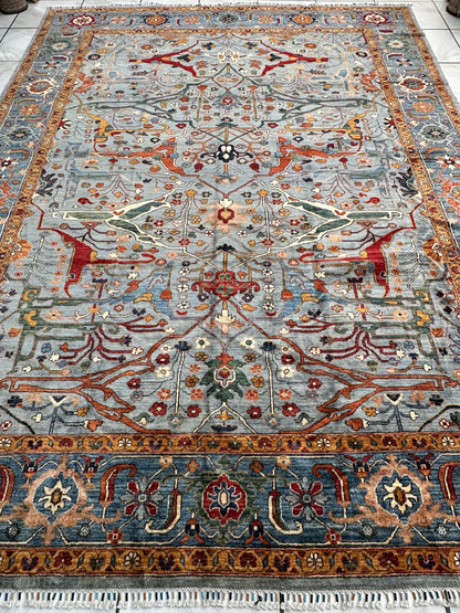 Hand-Knotted Trasitional Serapi Ghazni Wool Rug – 9’1” x 12’ – Intricate Floral Design - Nuvé