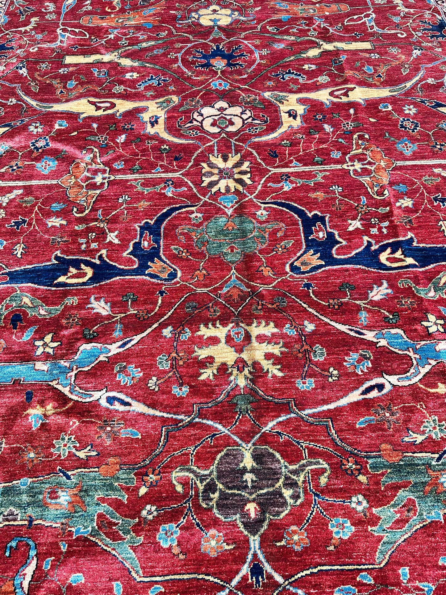 Hand-Knotted Afghani Bidjar Wool Rug – 9’x12’6” – Intricate Geometric & Floral Motifs - Nuvé