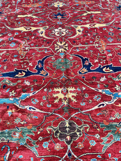 Hand-Knotted Afghani Bidjar Wool Rug – 9’x12’6” – Intricate Geometric & Floral Motifs - Nuvé
