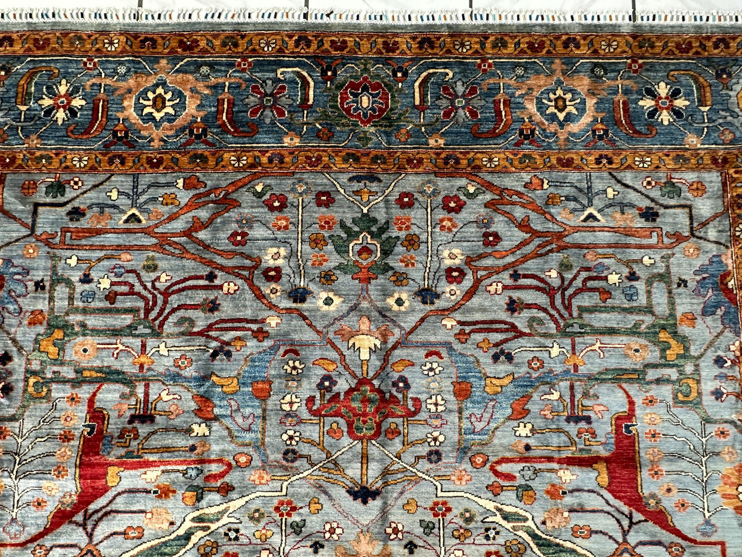 Hand-Knotted Trasitional Serapi Ghazni Wool Rug – 9’1” x 12’ – Intricate Floral Design - Nuvé