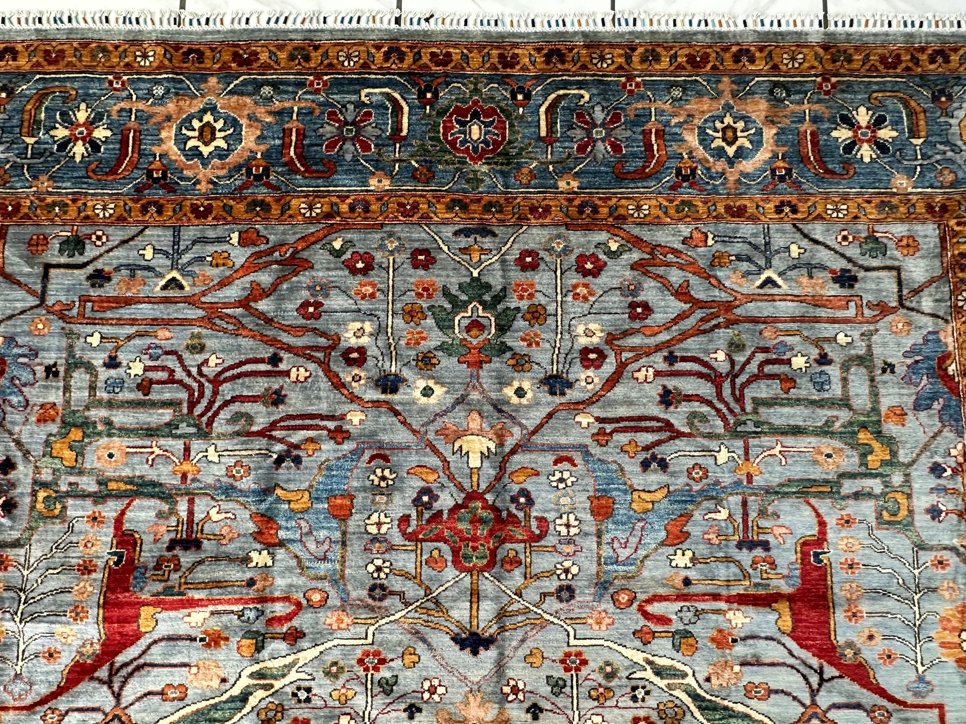 Hand-Knotted Trasitional Serapi Ghazni Wool Rug – 9’1” x 12’ – Intricate Floral Design - Nuvé