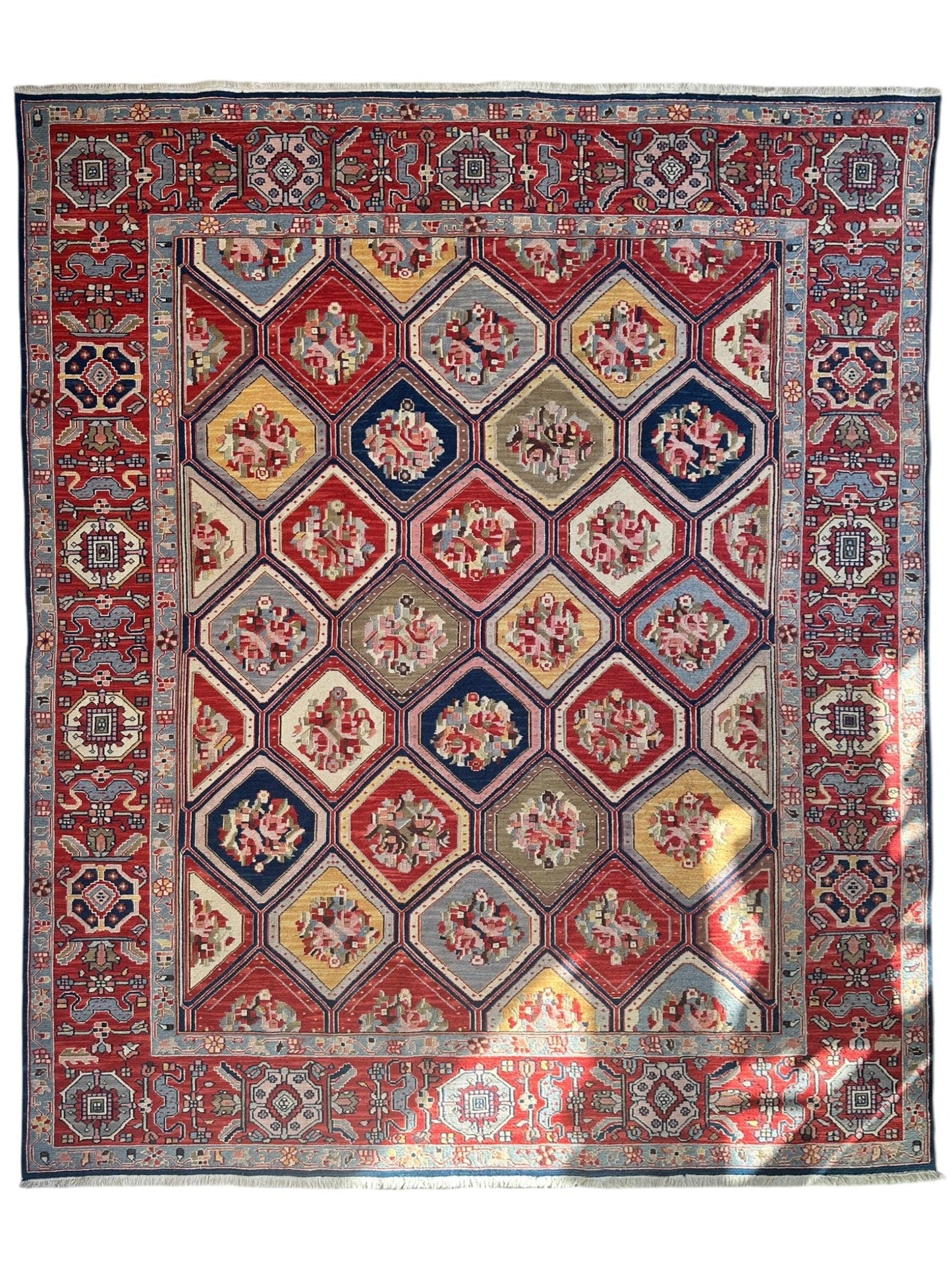 Handwoven Nourison Soumak SK43 Multicolor Area Rug – 7'8" x 9'11" – Professionally Cleaned - Nuvé