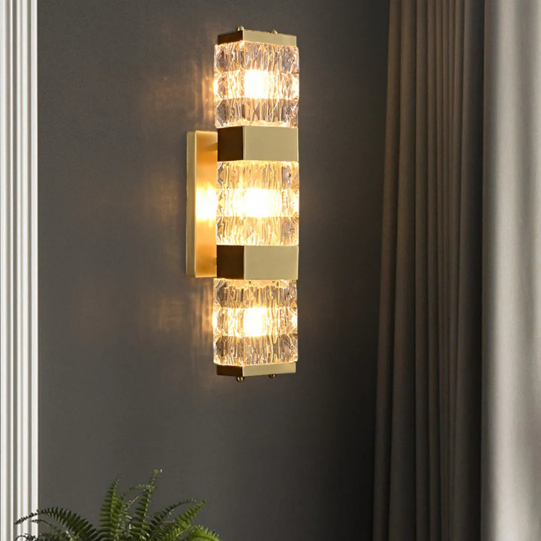 Dacio Golden Luxury Crystal Wall Lamp - Nuvé