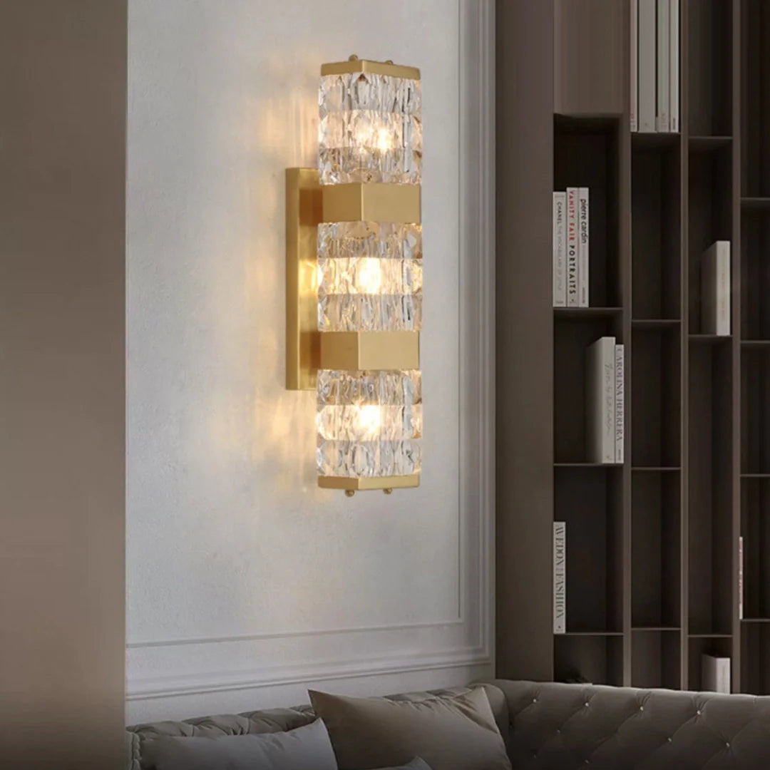 Dacio Golden Luxury Crystal Wall Lamp - Nuvé