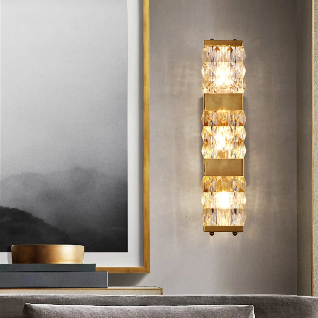 Dacio Golden Luxury Crystal Wall Lamp - Nuvé