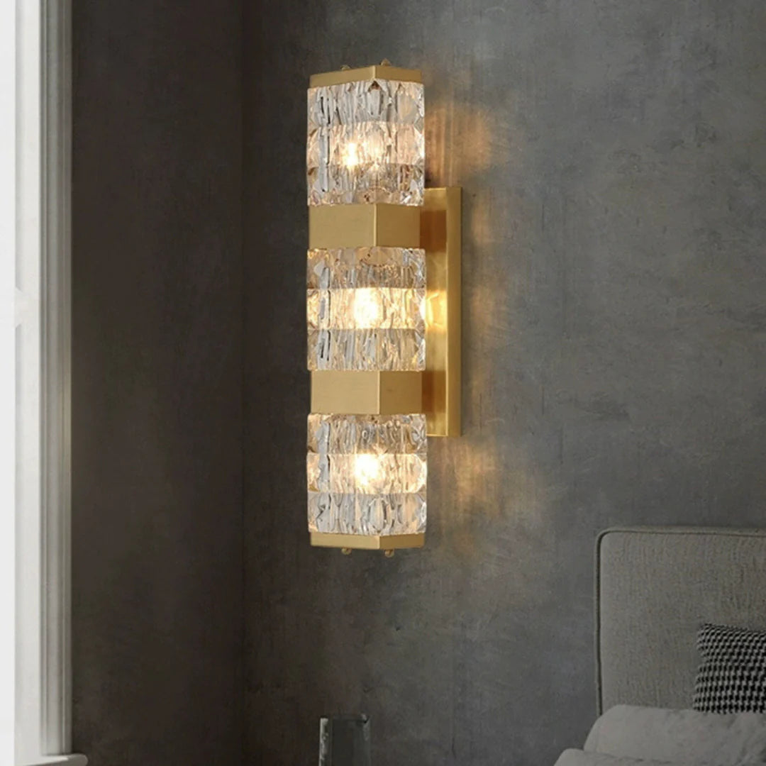Dacio Golden Luxury Crystal Wall Lamp - Nuvé