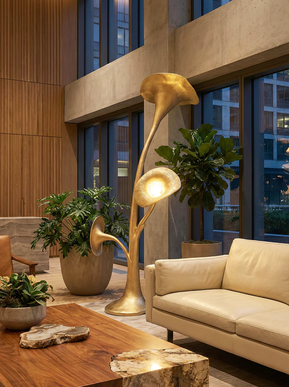 Decorative petunia floral floor lamp by korewolamp with a tall, stylish design and vibrant petunia-shaped lampshades.
