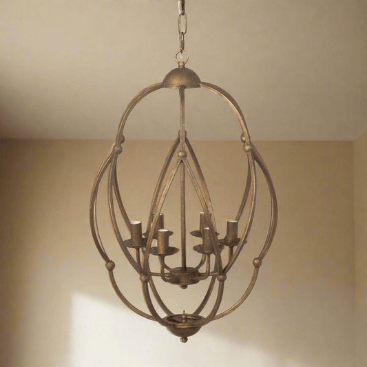 Antique Bronze Iron Chandelier with Gold Finish - Nuvé