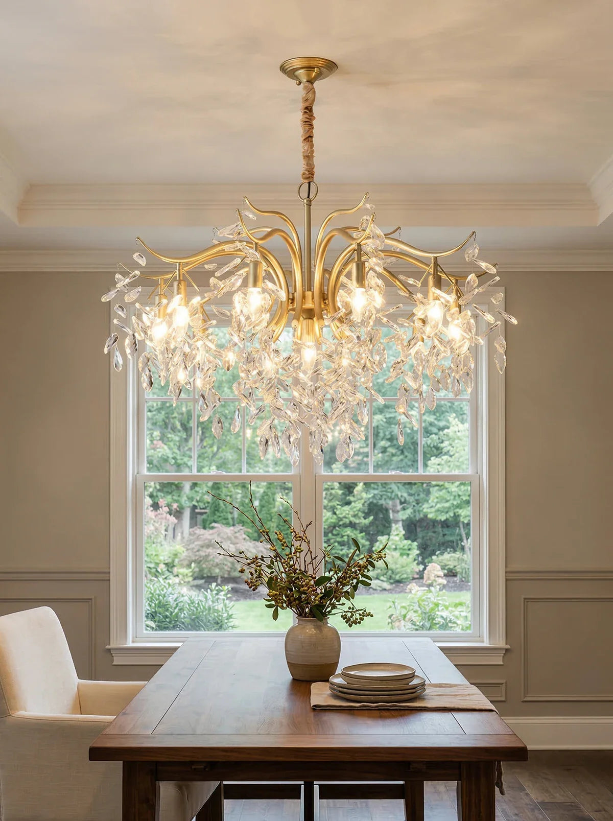 Dorale chandelier by korewolamp featuring elegant hanging light fixtures with a modern design and intricate detailing.