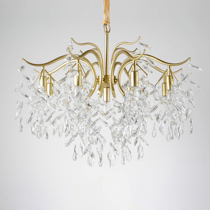 Dorale chandelier by Korewolamp featuring cascading glass and metal design with multiple light fixtures for elegant lighting.