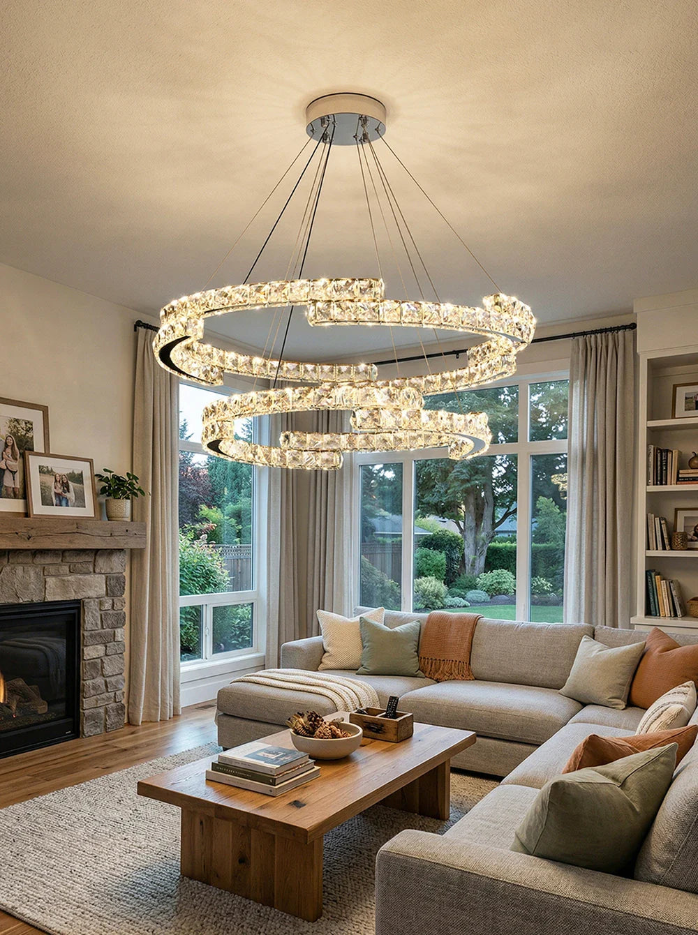 Double Ring Crystal Chandelier