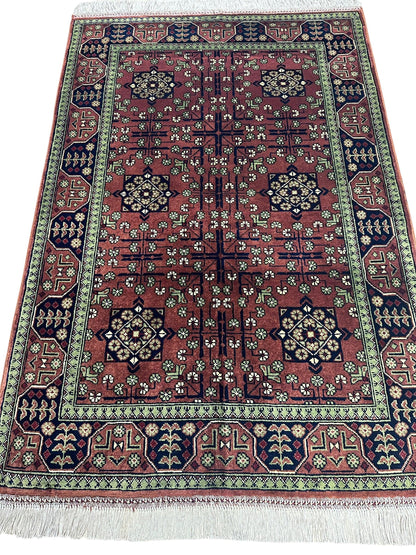 Hand-Knotted Bukharayi Rug – Brown 59” x 40” | Traditional Afghani Wool Rug - Nuvé