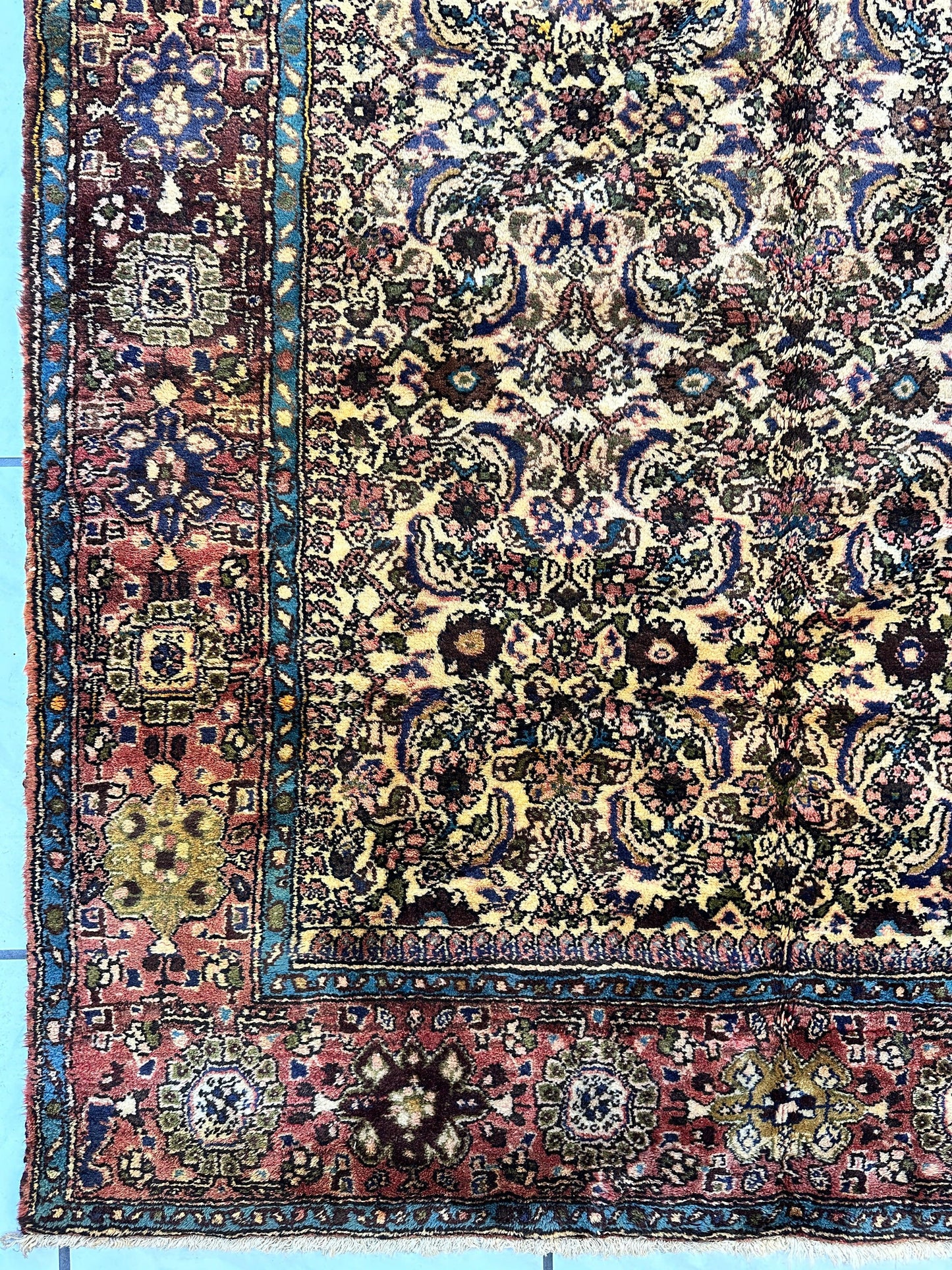 Hand-Knotted Persian Bidjar Herati Wool Runner – 4'11" x 13'2" – Durable Traditional Rug - Nuvé