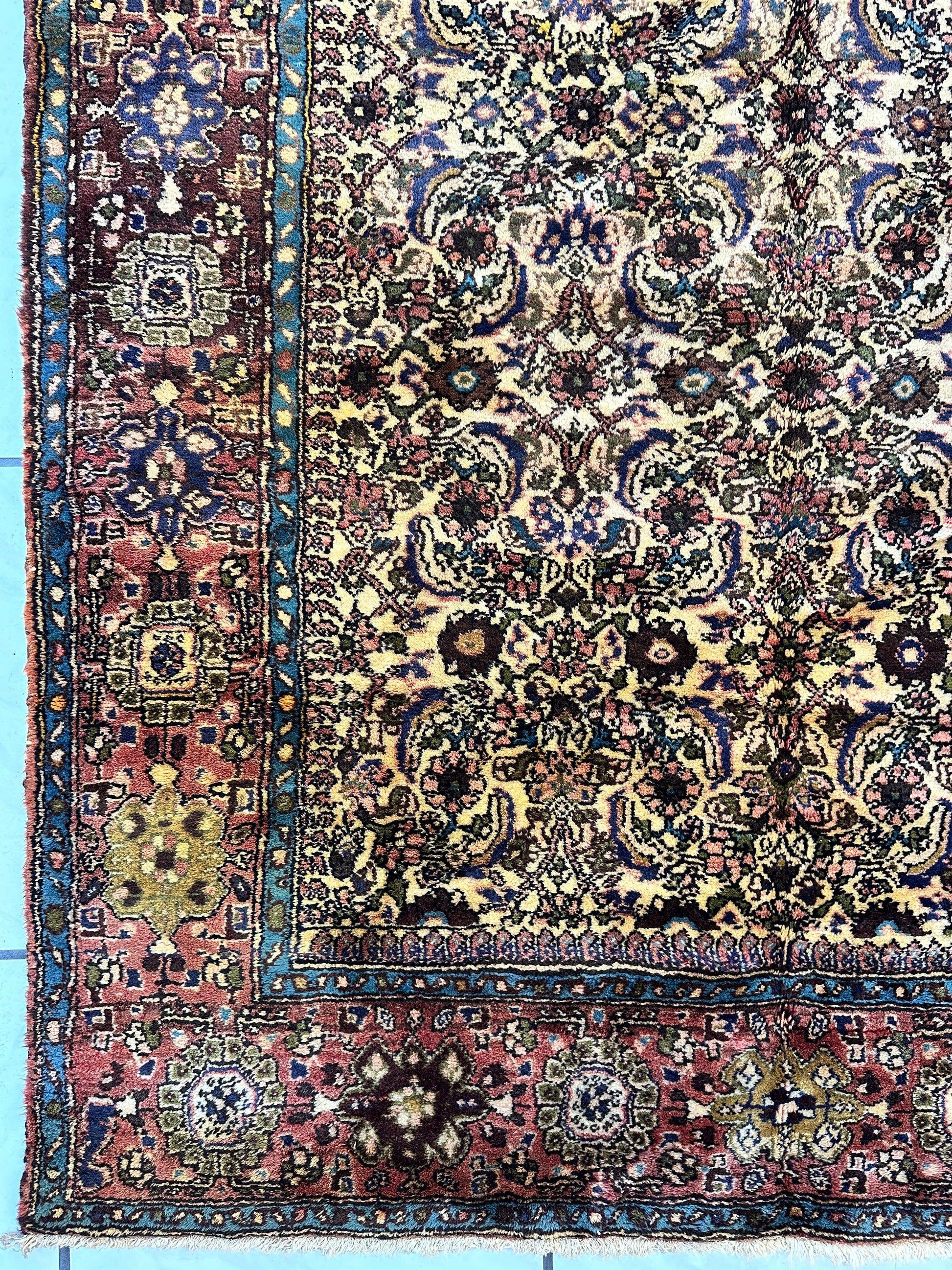 Hand-Knotted Persian Bidjar Herati Wool Runner – 4'11" x 13'2" – Durable Traditional Rug - Nuvé