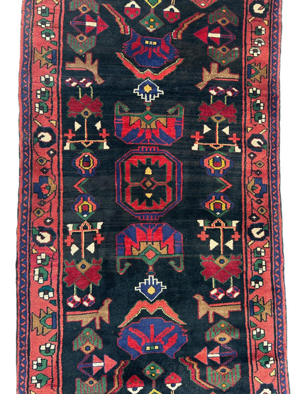Hand-Knotted Persian Hamadan Runner - 3'6" x 10' | Tribal Wool Rug - Nuvé
