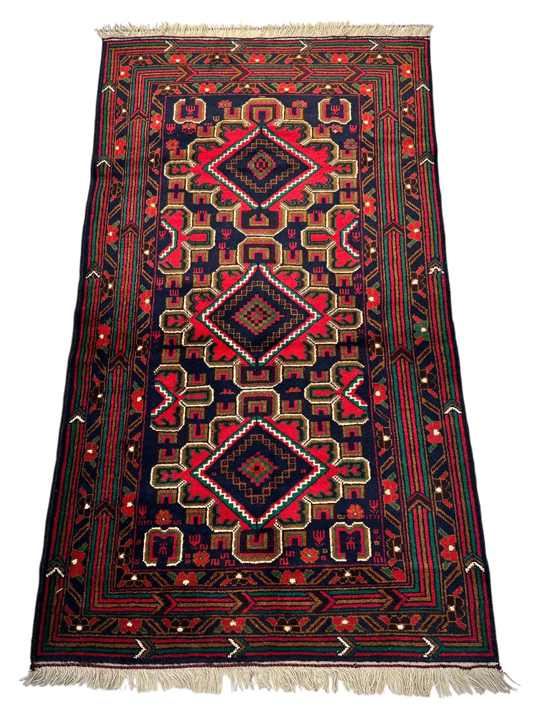 Hand-Knotted Afghani Baluch Wool Rug - 2'10" x 5' - Nuvé