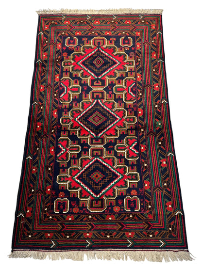Hand-Knotted Afghani Baluch Wool Rug - 2'10" x 5' - Nuvé