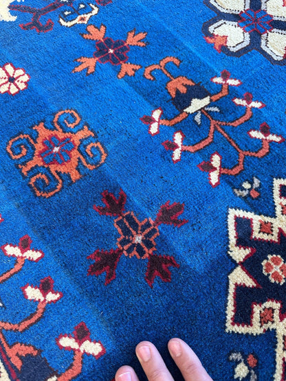 Hand-Knotted Afghan Kazak Rug – 6'6" x 9'7" – Vibrant Geometric Design in 100% Wool - Nuvé