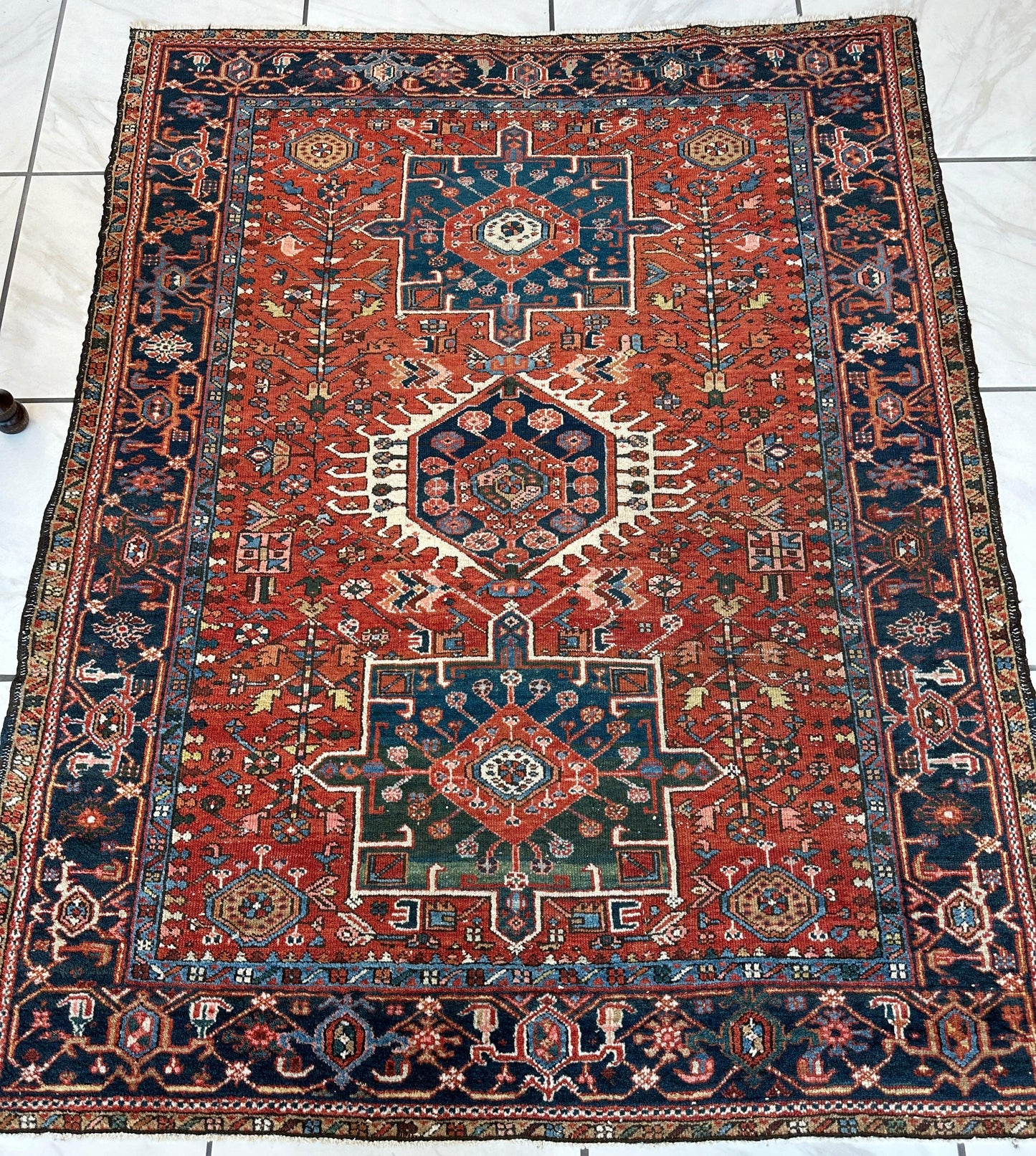KARAJA Persian Antique Heriz Rug  4'9" x 6' - Nuvé