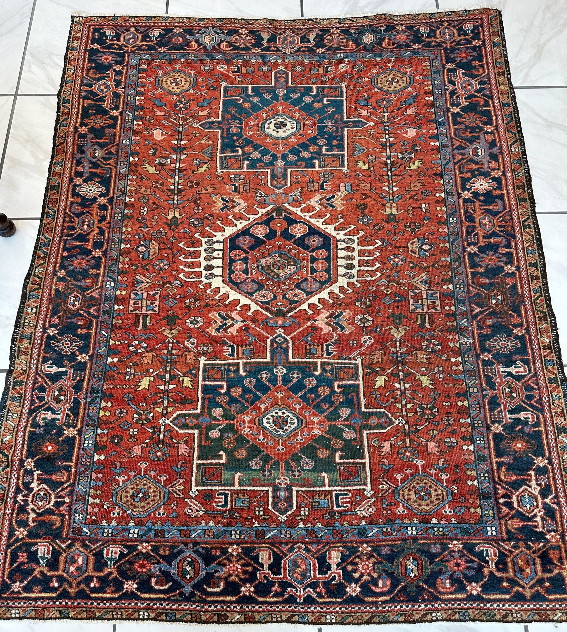 KARAJA Persian Antique Heriz Rug  4'9" x 6' - Nuvé