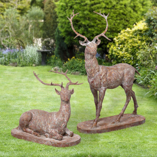 Antique Style Cast Iron Deer Statues (Set of 2) - Nuvé