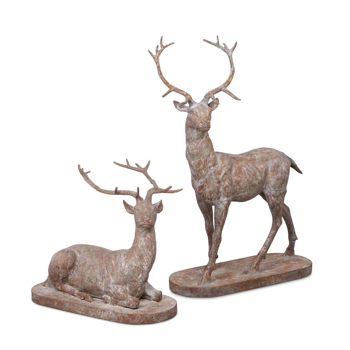 Antique Style Cast Iron Deer Statues (Set of 2) - Nuvé