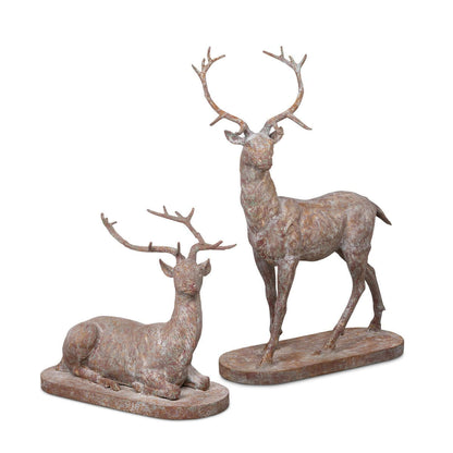 Antique Style Cast Iron Deer Statues (Set of 2) - Nuvé