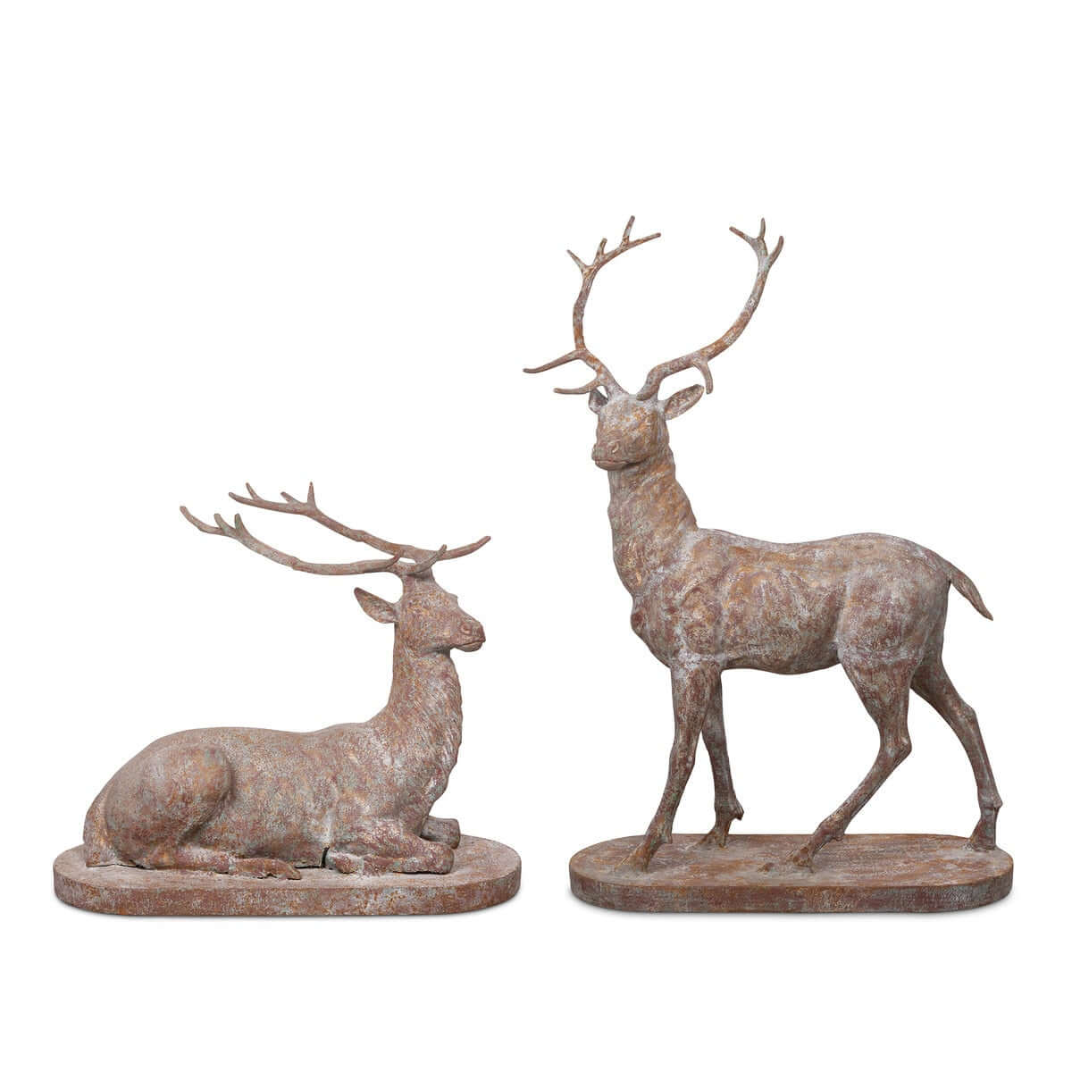 Antique Style Cast Iron Deer Statues (Set of 2) - Nuvé