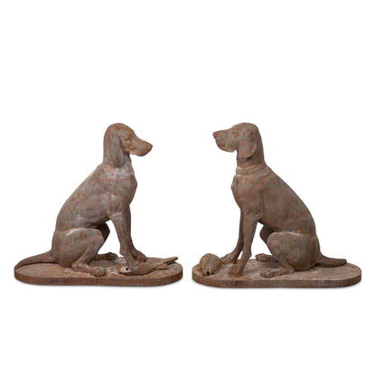 Rustic Cast Iron Hunting Dog Sculptures (Set of 2) - Nuvé